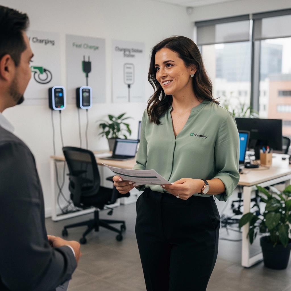 Skupina spokojených uživatelů nabíjecí stanice při načítání energie.